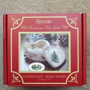 Spode Christmas Tree Gold Heart-Shaped Covered Box